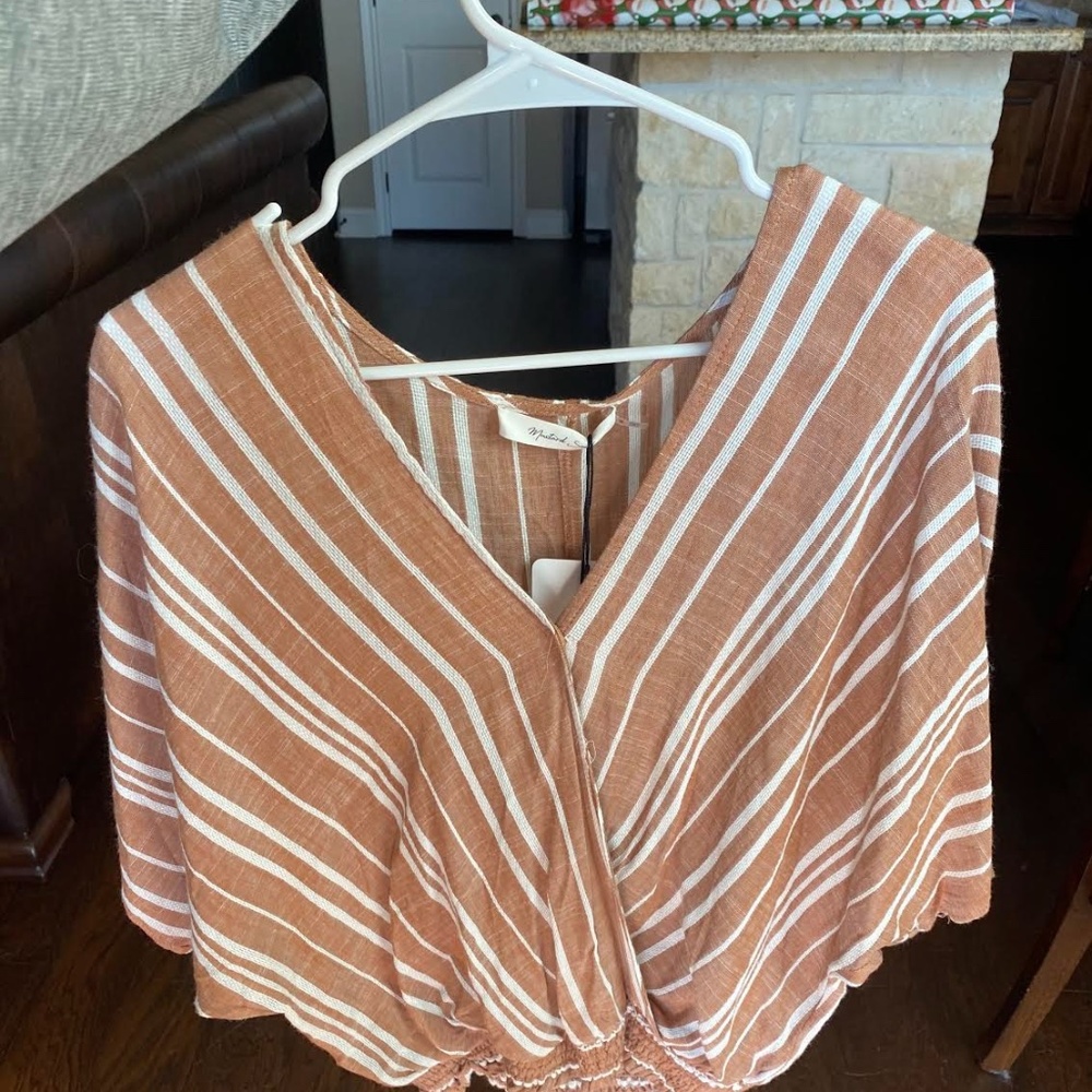 Kimono Sleeve Wrap Front Blouse-clay